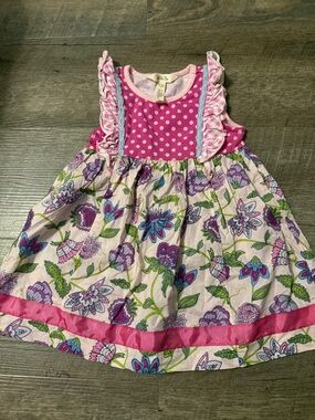 Matilda Jane Pink Floral Polka-Dot Ruffle Dress